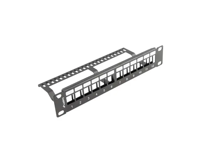 Пач панел, Lanberg patch panel blank 12 port 1U with organizer for keystone modules black - image 3