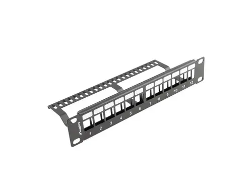 Patch panel, Lanberg patch panel blank 12 θυρών 1U με organizer για μονάδες keystone, μαύρο - 4