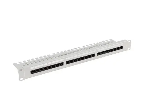 Пач панел, Lanberg patch panel 24 port 1U 19" CAT.5e utp with cable organizer grey - image 1