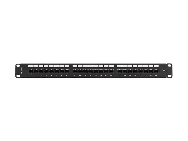 Пач панел, Lanberg patch panel 24 port 1U 19" CAT.6 utp with cable organizer black - image 1