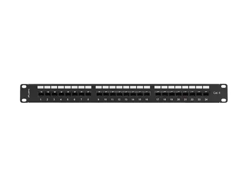 Пач панел, Lanberg patch panel 24 port 1U 19" CAT.6 utp with cable organizer black - image 1