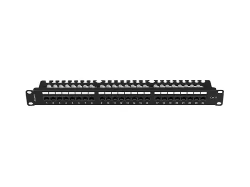 Пач панел, Lanberg patch panel 24 port 1U 19" CAT.6 utp with cable organizer black - image 2
