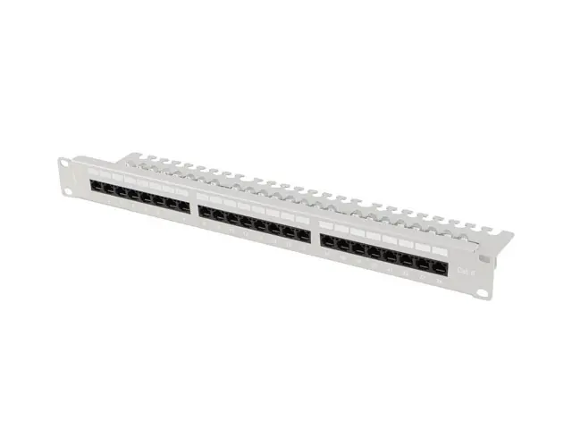 Пач панел, Lanberg patch panel 24 port 1U 19" CAT.6 utp with cable organizer grey