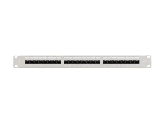 Пач панел, Lanberg patch panel 24 port 1U 19" CAT.6 utp with cable organizer grey - image 1