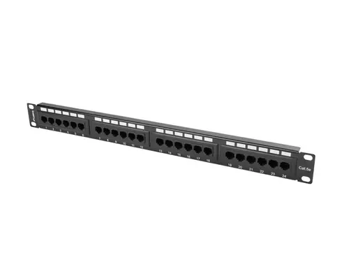 Patch panel, Lanberg patch panel 24 port 1U CAT.5E, μαύρο Patch panel, Lanberg patch panel 24 port 1U CAT.5E, μαύρο