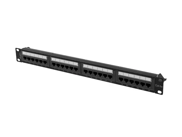 Patch panel, Lanberg patch panel 24 port 1U 19" CAT.6a utp negru