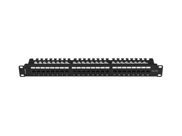 Пач панел, Lanberg patch panel 24 port 1U 19" CAT.6a utp with cable organizer black - image 1