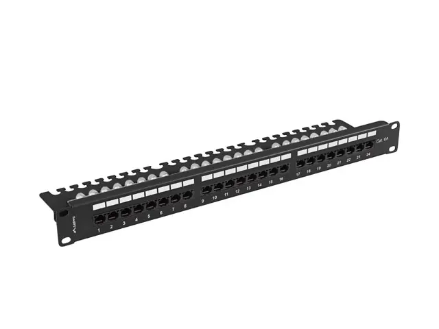 Пач панел, Lanberg patch panel 24 port 1U 19" CAT.6a utp with cable organizer black - image 2