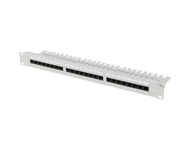 Пач панел, Lanberg patch panel 24 port 1U 19" CAT.6a utp with cable organizer grey