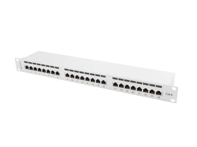 Пач панел, Lanberg patch panel 24 port 1U CAT.6 shielded, grey