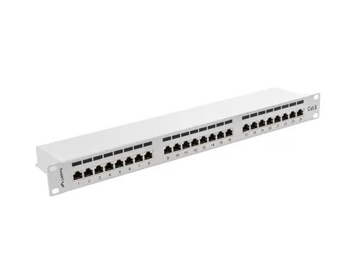 Пач панел, Lanberg patch panel 24 port 1U CAT.6 shielded, grey - image 1