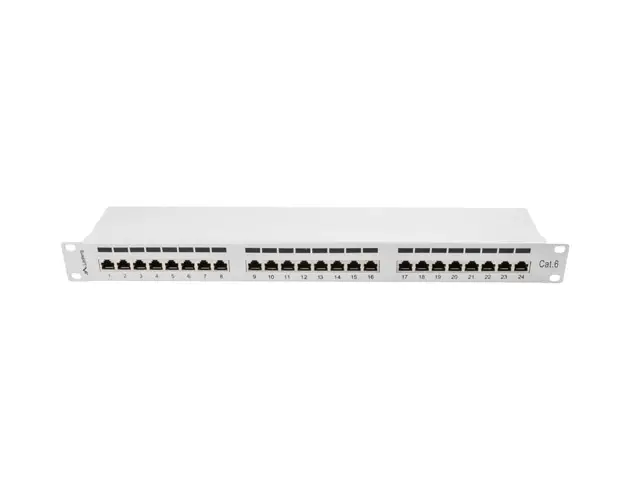 Пач панел, Lanberg patch panel 24 port 1U CAT.6 shielded, grey - image 2