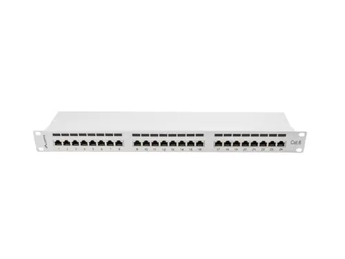 Пач панел, Lanberg patch panel 24 port 1U CAT.6 shielded, grey - image 2