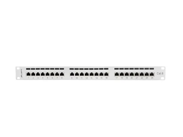Пач панел, Lanberg patch panel 24 port 1U CAT.6 shielded, grey - image 3