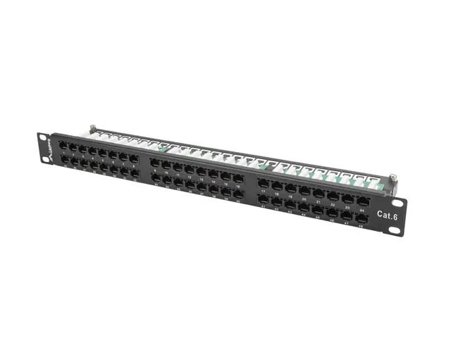 Patch panel, Lanberg patch panel 48 port 1U CAT.6, negru