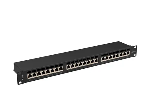 Пач панел, Lanberg patch panel 24 port 1U 19" CAT.6a ftp with cable organizer shielded black - image 1