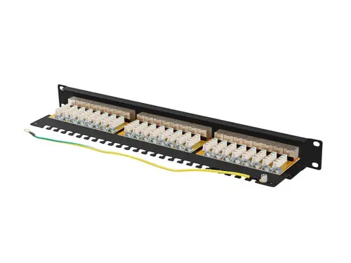 Пач панел, Lanberg patch panel 24 port 1U 19" CAT.6a ftp with cable organizer shielded black - image 4