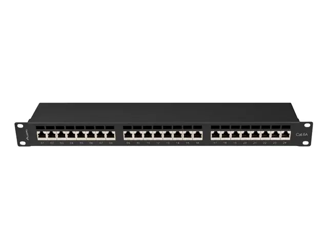 Пач панел, Lanberg patch panel 24 port 1U 19" CAT.6a ftp with cable organizer shielded black - image 5