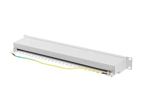 Пач панел, Lanberg patch panel 24 port 1U 19" CAT.6a ftp with cable organizer shielded grey - image 2