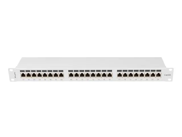 Patch panel, Lanberg patch panel 24 θυρών 1U 19" CAT.6a FTP με οργανωτή καλωδίων θωρακισμένο γκρι - image 3