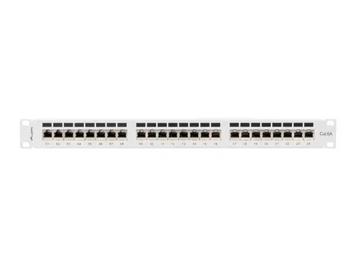 Пач панел, Lanberg patch panel 24 port 1U 19" CAT.6a ftp with cable organizer shielded grey - image 4