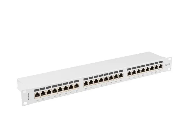 Patch panel, Lanberg patch panel 24 θυρών 1U 19" CAT.6a FTP με οργανωτή καλωδίων θωρακισμένο γκρι - image 5