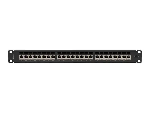 Пач панел, Lanberg patch panel 24 port 1U 19" CAT.7 ftp with cable organizer shielded black - image 2