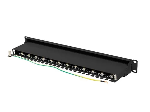 Пач панел, Lanberg patch panel 24 port 1U 19" CAT.7 ftp with cable organizer shielded black - image 3