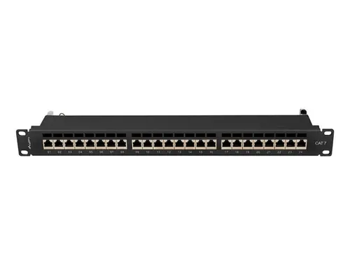 Пач панел, Lanberg patch panel 24 port 1U 19" CAT.7 ftp with cable organizer shielded black - image 4