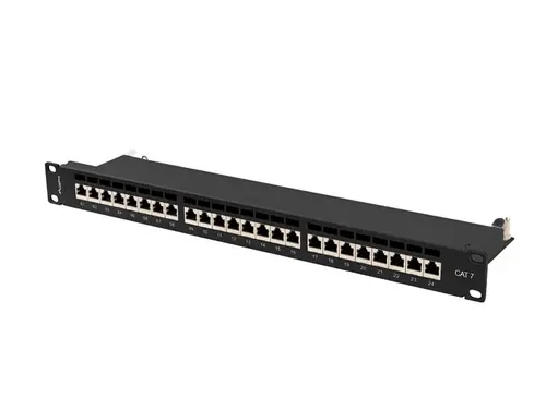 Пач панел, Lanberg patch panel 24 port 1U 19" CAT.7 ftp with cable organizer shielded black