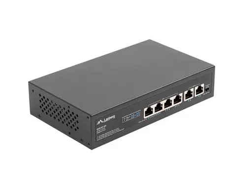 Комутатор, Lanberg switch 4x 100mb poe+/2x 100mb unmanaged rack 10"/19" fast ethernet 60w - image 1