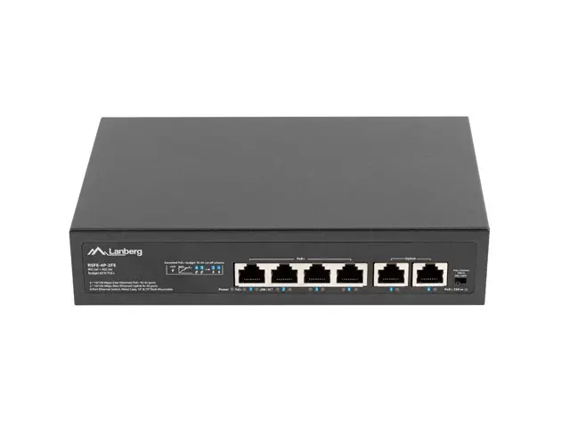 Комутатор, Lanberg switch 4x 100mb poe+/2x 100mb unmanaged rack 10"/19" fast ethernet 60w - image 5