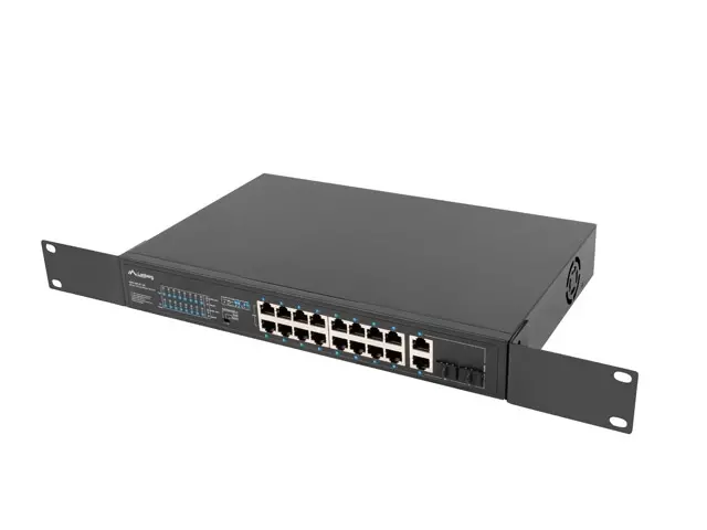 Комутатор, Lanberg switch 16x 100mb poe+/2x 1GB/1x sfp unmanaged rack 10" & 19" gigabit ethernet 150w - image 5