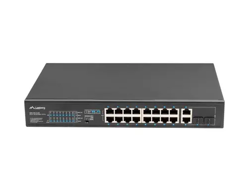 Комутатор, Lanberg switch 16x 100mb poe+/2x 1GB/1x sfp rack 19" unmanaged gigabit ethernet 250w - image 2