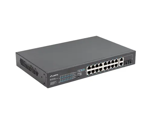 Comutator, Lanberg switch 16x 100mb PoE+/2x 1GB/1x SFP rack 19" fără management Gigabit Ethernet 250W - 4