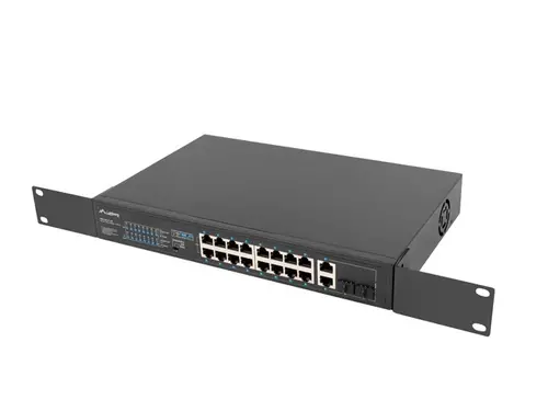 Comutator, Lanberg switch 16x 100mb PoE+/2x 1GB/1x SFP rack 19" fără management Gigabit Ethernet 250W - 6