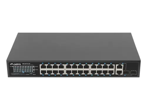 Комутатор, Lanberg Switch 24 x 100MB POE+/2 x Combo Rack 19" Gigabit Ethernet, 250W