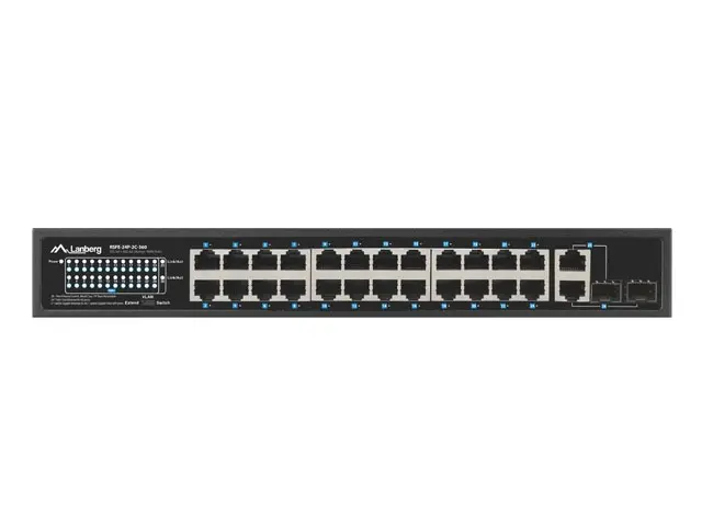 Switch, Lanberg switch 24x 100mb PoE+/2x combo rack 19" Gigabit Ethernet 360w v2 - image 1