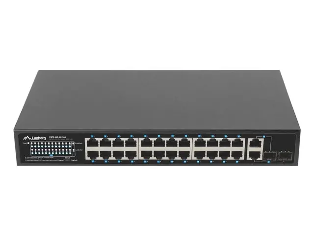 Комутатор, Lanberg switch 24x 100mb poe+/2x combo rack 19" gigabit ethernet 360w v2 - image 2