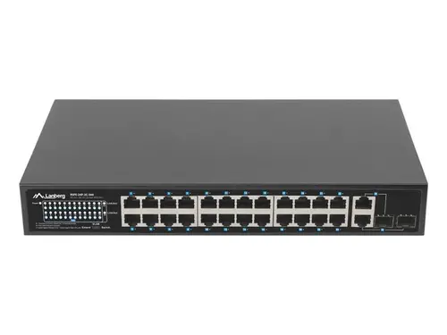 Switch, Lanberg switch 24x 100mb PoE+/2x combo rack 19" Gigabit Ethernet 360w v2 - 3