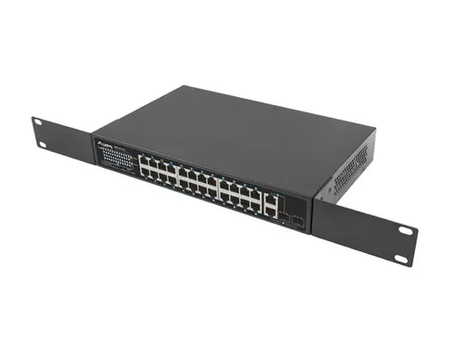 Switch, Lanberg switch 24x 100mb PoE+/2x combo rack 19" Gigabit Ethernet 360w v2 - 6