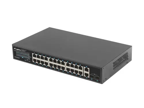 Комутатор, Lanberg switch 24x 1GB poe+/2x GB 2x sfp rack 19" gigabit ethernet 250w - image 3