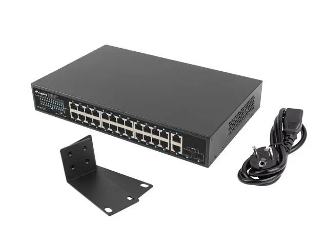 Switch, Lanberg switch 24x 1GB PoE+/2x GB 2x SFP rack 19" Gigabit Ethernet 360w