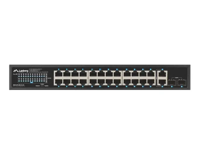 Комутатор, Lanberg switch 24x 1GB poe+/2x GB 2x sfp rack 19" gigabit ethernet 360w - image 2