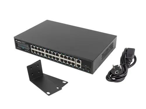 Switch, Lanberg switch 24x 1GB PoE+/2x GB 2x SFP rack 19" Gigabit Ethernet 360w - 1