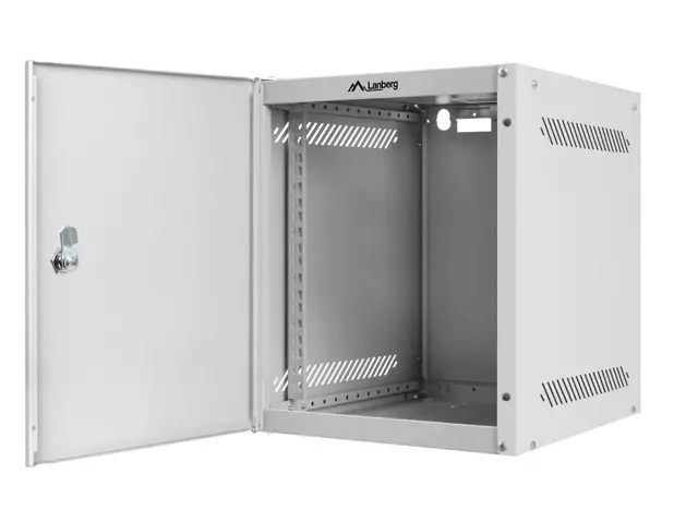 Комуникационен шкаф, Lanberg rack cabinet 10" wall-mount 6U/280x310 for self-assembly with metal door grey (flat pack) - image 5