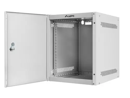 Dulap de comunicații, Lanberg rack cabinet 10" de perete 6U/280x310 pentru auto-asamblare cu ușă metalică gri (flat pack) - 6