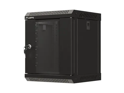 Комуникационен шкаф, Lanberg rack cabinet 10" wall-mount 6U/300x300 (flat pack) with glass door black - image 2