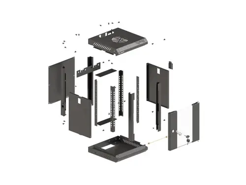 Комуникационен шкаф, Lanberg rack cabinet 10" wall-mount 6U/300x300 (flat pack) with glass door black - image 4