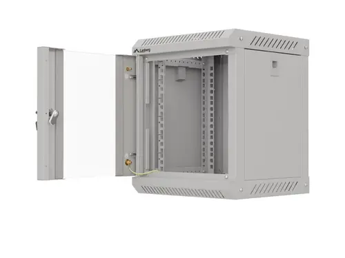 Комуникационен шкаф, Lanberg rack cabinet 10" wall-mount 6U/300x300 (flat pack) with glass door grey - image 4